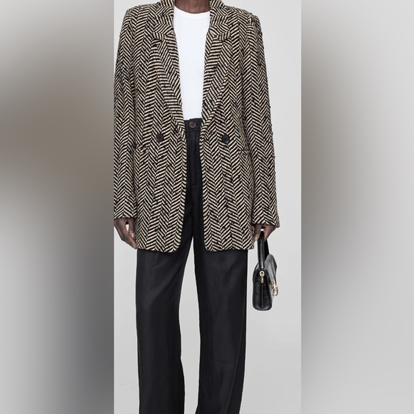 Anine Bing Women's Diana Fishbone Blazer Coat - Picture 3 of 7